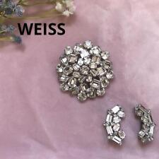Weiss Brooch Earrings Set Silver Rhinestone picture