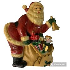Resin Santa Christmas Ornament Sack of Toys Hanging Bell Ringer Farmhouse Decor picture