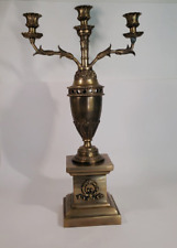 Antique Large Ornate 3 Arm Brass Bronze Candlestick Candelabra Neoclassic Style picture