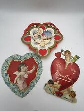 Three Antique Valentine Cards England, USA & Unmarked picture