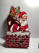 Vintage Wooden Collapsible Christmas Santa Card Holder Wall Hanging 14