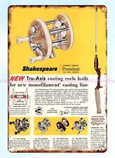 1960 Shakespeare President Fishing casting Reel Spin Wonder metal tin sign picture