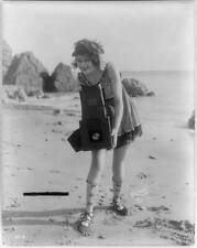 Photo:Myrtle Lind,young woman posed with Graflex camera,beach picture