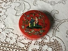 Vintage BARET WARE Metal Trinket Box, Pill Box, Miniature Container, Red picture