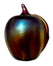 AUTHENTIC GIBSON CARNIVAL GLASS Apple PAPERWEIGHT 1989 NICE SHAPE picture