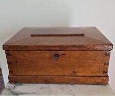 Antique Wood Dresser Chest, Valuables Box Organizer, Dovetailed, Lockable W/ Key picture