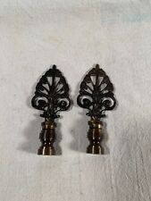 Nice pair of Art Nouveau Filagree top Brass Arrow Shaped Finials 3&1/4 in Tall picture