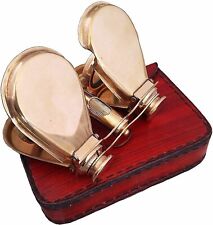 Vintage Brass Folding Binoculars/Opera Glasses/Spyglass with Leather Case Gifts picture