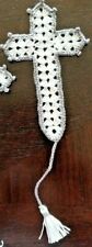 Hand-Crocheted Gray & White Cross Bookmark picture