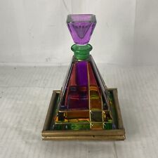Vintage Illusions Mixed Color Lead Crystal Perfume Bottle Made in Italy Chipped picture