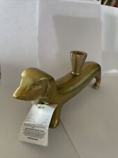 Solid Brass Smooth Body Dachshund Candle Holder 10” X2.5”. NWT. Brand New picture