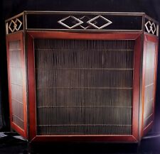 Vintage Quality Folding Fireplace Screen Midcentury Modern MCM Metal & Wood EXC picture