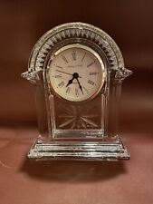 STERLING & NOBLE CLEAR CRYSTAL GLASS MANTLE/DESK CLOCK USA 7