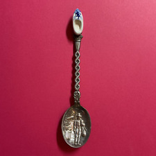 Delft blue Holland souvenir spoon with Dutch shoe at top of handle picture