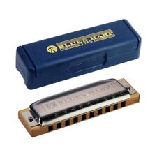 Hohner Blues Harp B 10 Hole Harmonica Wood blue brown silver picture