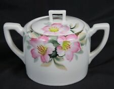 Vtg Noritake Covered Sugar Bowl 2 Handles Hand Painted Pink Floral Gold Trim  picture