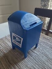 Usps Wooden Blue Collection Box Piggy Bank picture