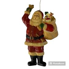 Resin Santa Christmas Ornament Hanging Bell Ringer Sack of Toys Country St. Nick picture