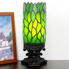 Small Tiffany Table Lamp Green leaves Style Stained Glass Lamp 4X10 Iinch picture