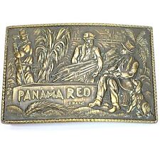 Vintage 1970's Panama Red Cannabis Marijuana Strain Faux Advertising Belt Buckle picture