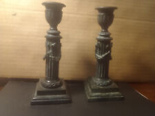 candlesticks- cast metal, pillar,urn,garland picture