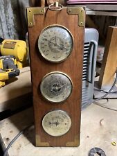 Barometer Thermometer Hygrometer Wall Hanging Brass Accent 17”x6” picture