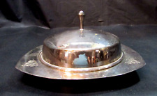 Vintage Angora EPNS England Silver-Plated Round Covered Butter Dish Cheese Tray picture
