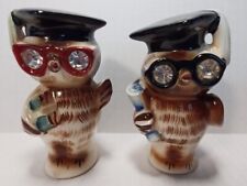 VINTAGE LEFTON GRADUATE WISE OWL SALT AND PEPPER SHAKERS ANTHROPOMORPHIC JAPAN picture