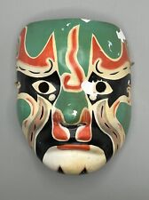 Chinese Opera Papier Mache & Plaster Mask, Hand-Painted, Fair Cond, Green & Red+ picture
