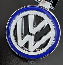 Nicest VW Volkswagen Cut-Out Keychain,  White Logo, BLUE Background picture