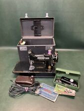 1954 Singer 221- Black Featherweight Portable Sewing Machine Case & Accessories picture