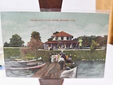 Antique Power Boat Club House Oshkosh Wisconsin Lithograph Photo Postcard 1908 picture