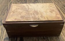 Vtg  Burl Wood Hinged Box  Trinket Jewelry Case Handmade picture