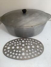 HOUSEHOLD INSTITUTE Aluminum Oval Dutch Oven Roaster w/ Lid Vintage 14x9 picture