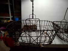 VINTAGE WIRE METAL GARDEN PRODUCE HAND BASKETS BASKET RARE SEE PICS picture