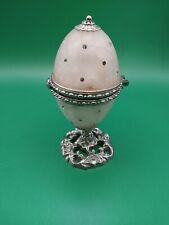 Frosted Egg Glass / Metal Keepsake Box/ Trinket Box picture