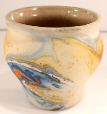 Nemadji Pottery Planter / Vase Bright Blue Orange Indian Picture EXCELLENT picture