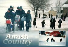 Postcard Amish Country Children playing in the snow Winter picture