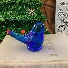 Vintage Blue Bird of Happiness Art Glass Figurine Signed Possibly 1989 picture
