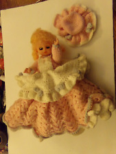 OLD DOLL DRESSED IN HAND CROCHET DRESS VERY NICE. picture