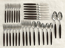 American Tempo Stainless Flatware Japan Faux Wood Handles 30 Pcs picture
