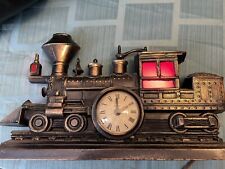 Antique Metal Sessions United Mid century Lighted Clock Train Tested Works￼ picture
