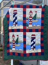 Gorgeous Lighthouse Quilt Throw OR Wall Quilt Wall Deco. picture