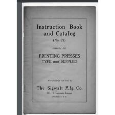 Sigwalt instruction book and catalog no 21 manual 40 pages Printing presses etc. picture