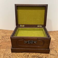 Vintage Toyo Wood Music Jewelry Box made in Japan Green Lining MCM picture