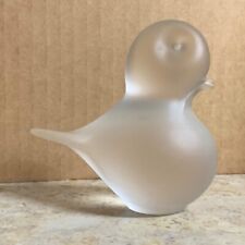 Frosted Satin Bird Figurine Paperweight Clear Glass Happiness Large 3.5 Inches picture