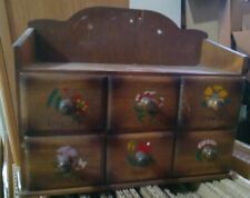 Tabletop Vintage Wooden Sewing Mini Drawer Cabinet - 6 Drawers Antique  picture