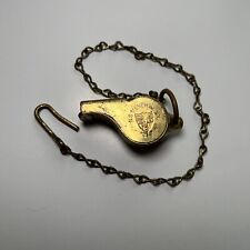 Vintage Brass Whistle Made in England Meyer New York Army Navy With Chain picture