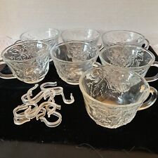 Indiana Glass Punch Bowl Cups 7 Grape Leaves Celebration Pattern Plastic Hooks picture