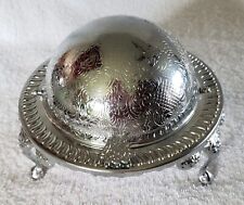 Vintage EPNS MADE IN ENGLAND Silver Plated Round Covered Footed Butter Dish picture